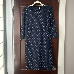 Elegant Navy Polka Dot Dress